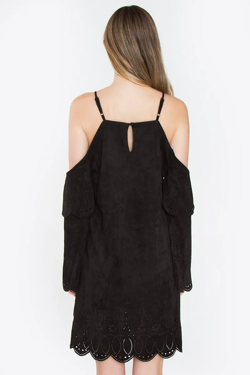 Aletta Suede Open Shoulder Dress