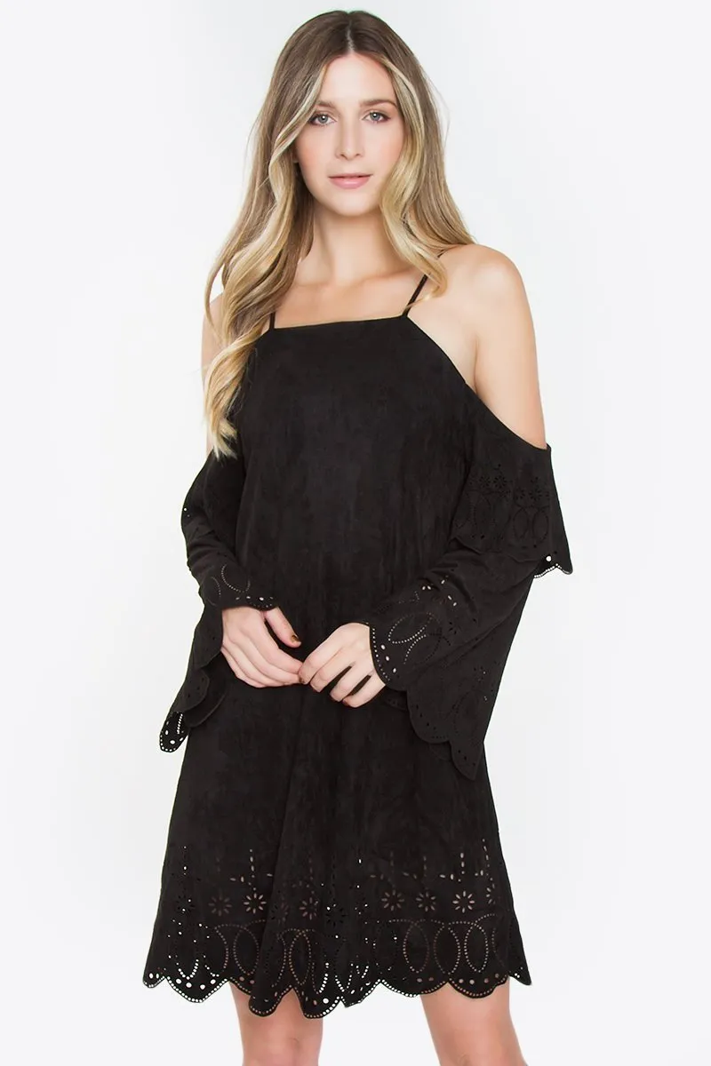Aletta Suede Open Shoulder Dress
