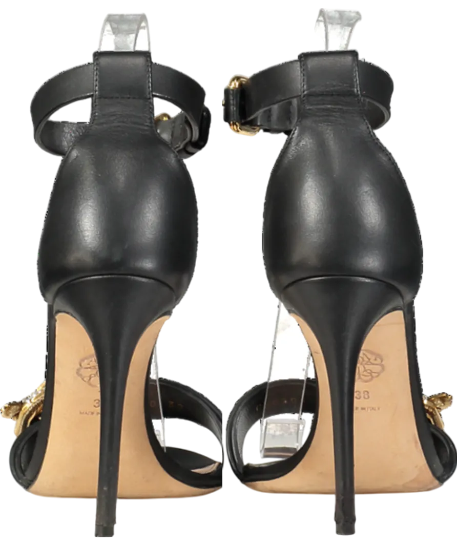 Alexander McQueen Black Moth Jewel Strap Stiletto Heels UK 5 EU 38 👠
