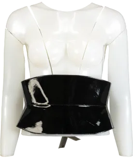 AllSaints Oakleigh Black Patent Leather Corset Belt UK S/M