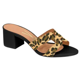 Animal Print Strap Black Block Heels