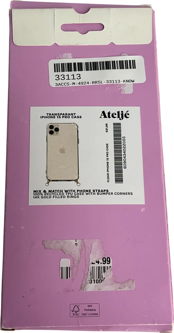 atelje Metallic Clear Glitter Iphone 15 Max Case One Size