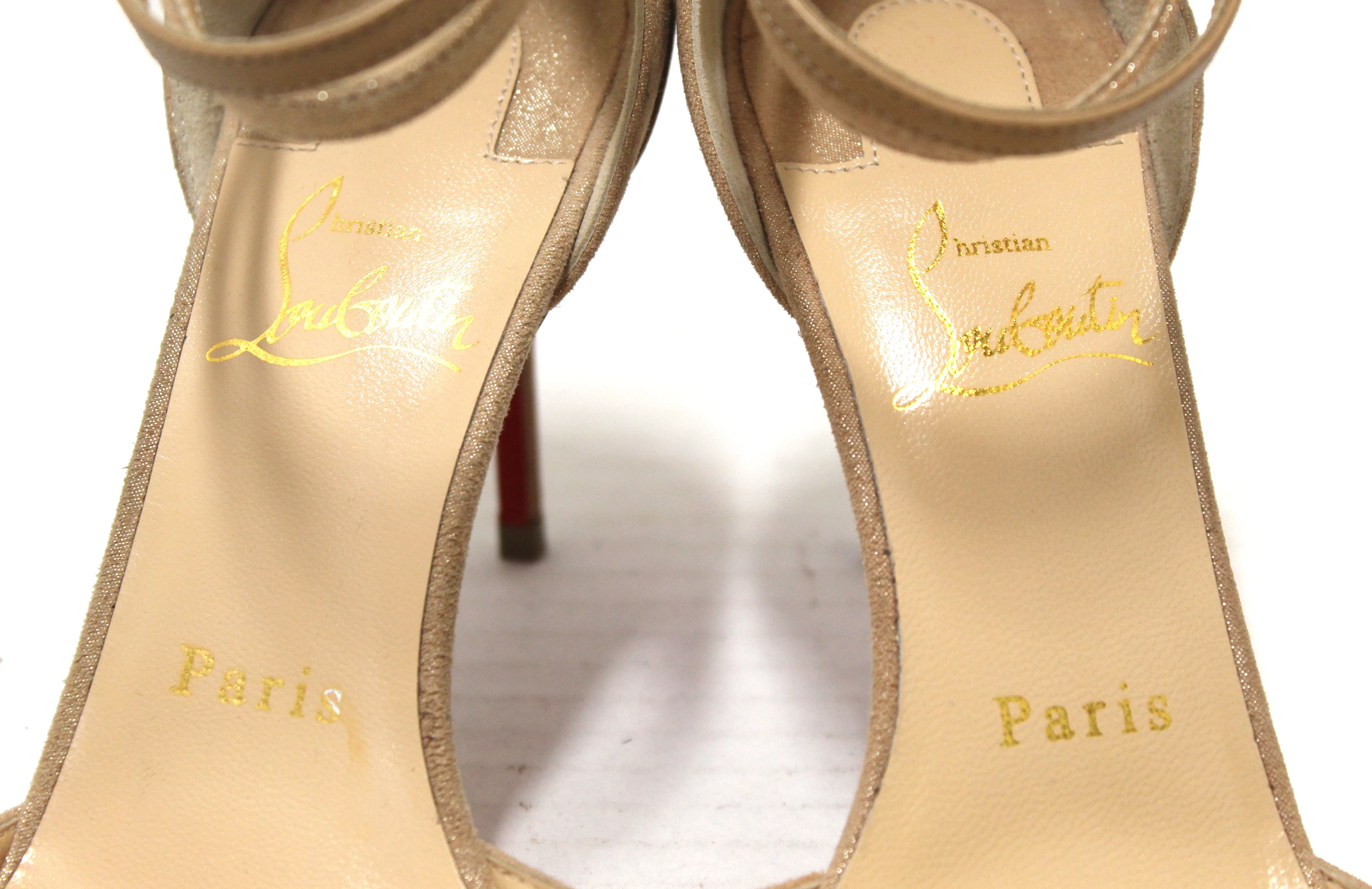 Authentic Christian Louboutin Beige Nude Uptown Double 85 Pumps Shoes Size 36