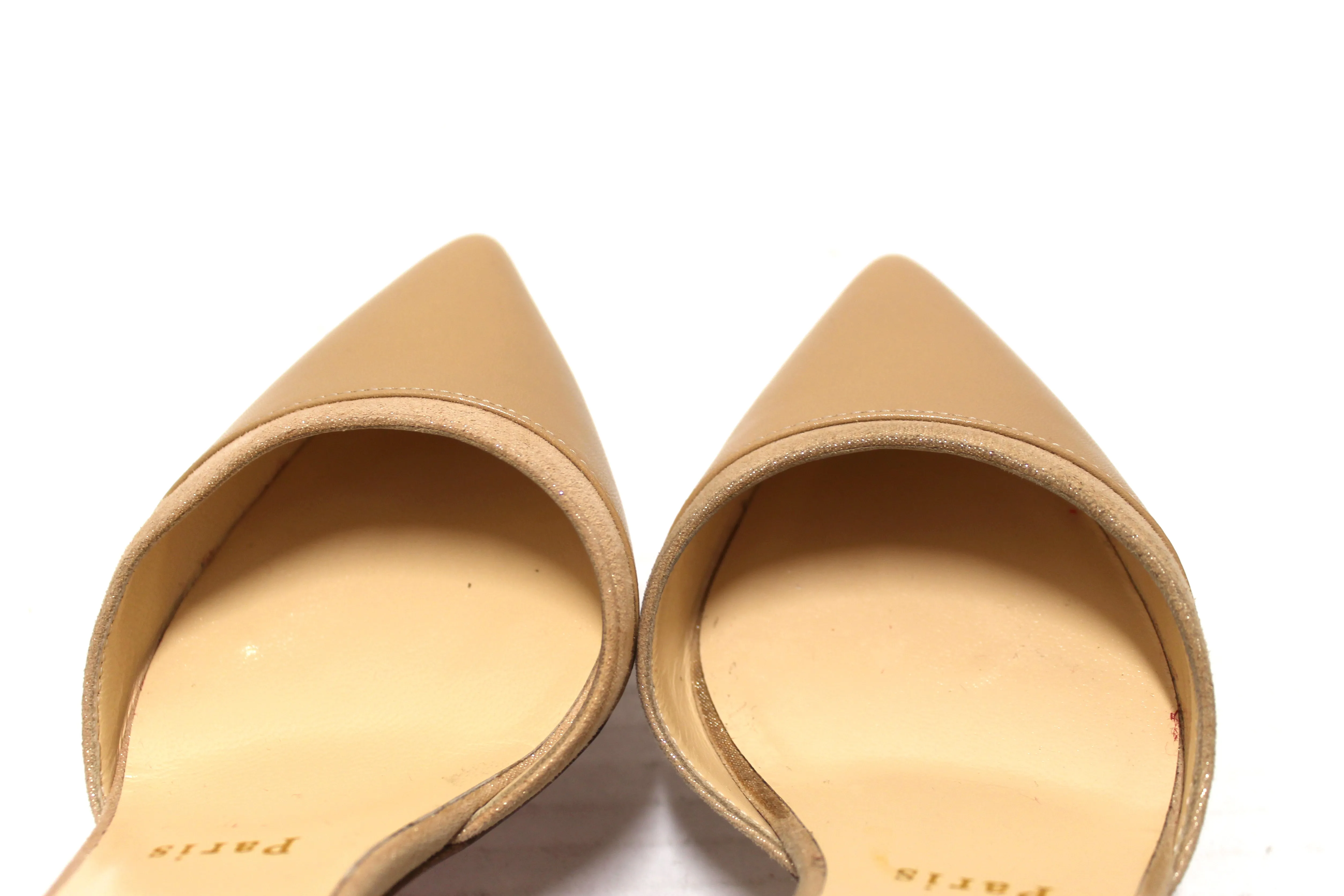 Authentic Christian Louboutin Beige Nude Uptown Double 85 Pumps Shoes Size 36