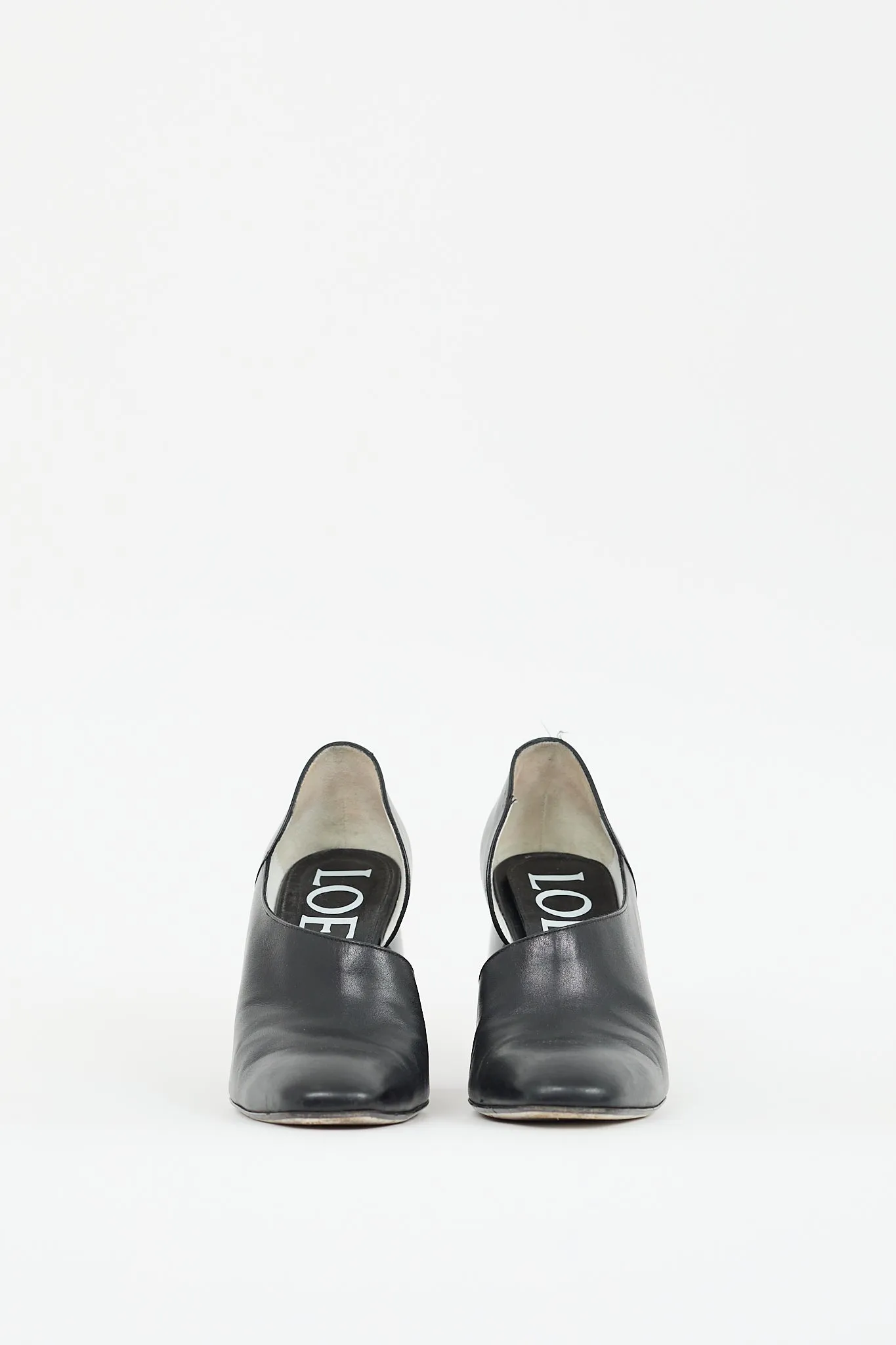 Black Leather Asymmetric D'orsay Pump