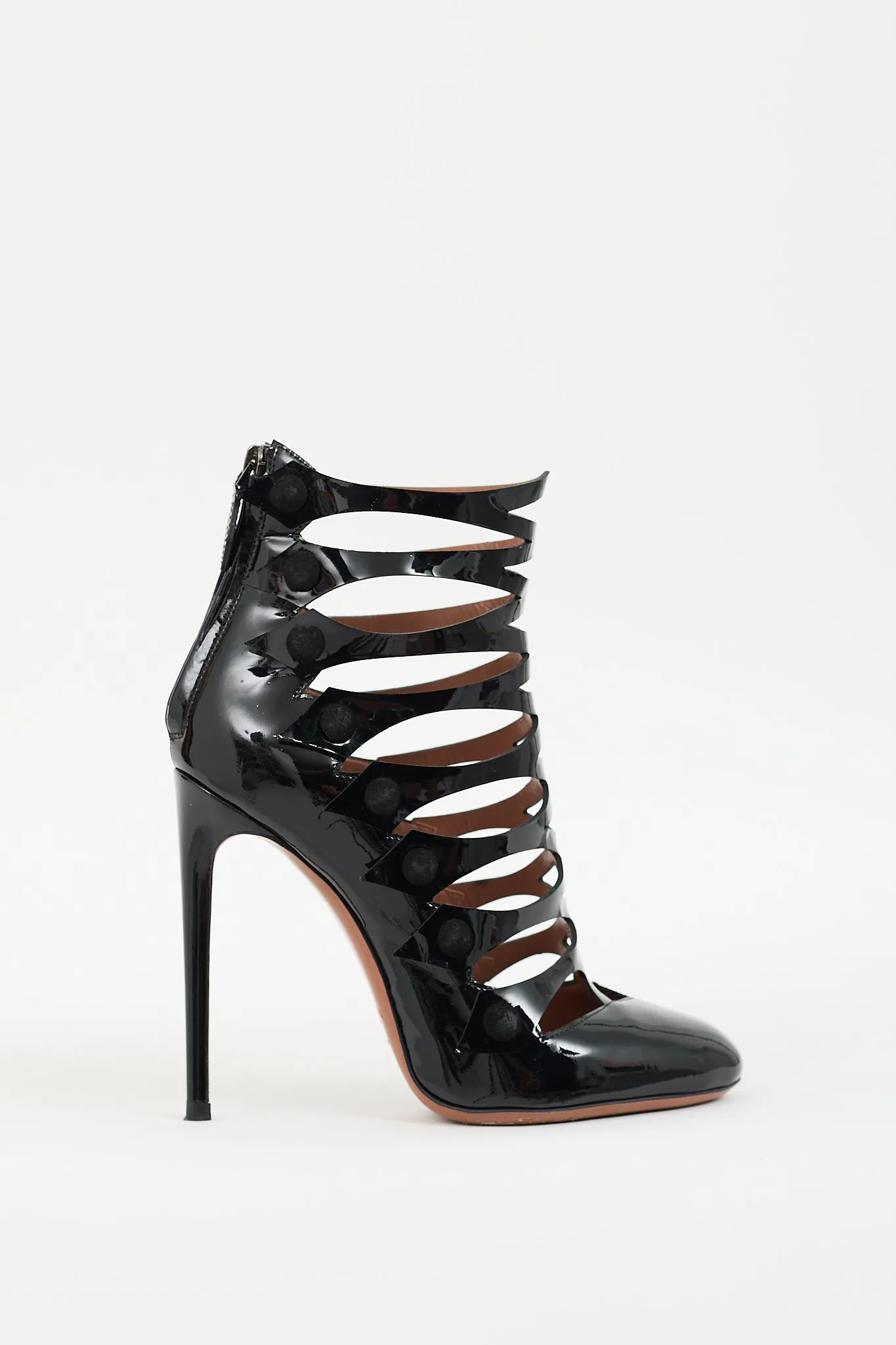 Black Patent Leather Caged Heel