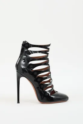 Black Patent Leather Caged Heel