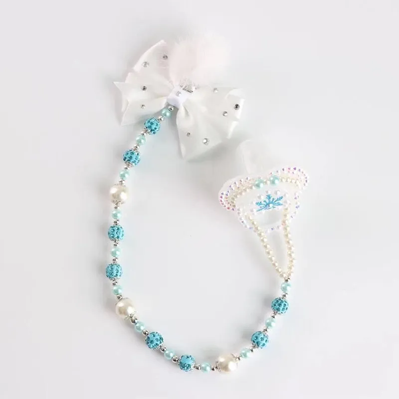 Blue Rhinestones Chain Pacifier