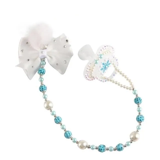 Blue Rhinestones Chain Pacifier