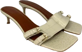 By Far White Croc-Effect Leather Sandals UK 6.5