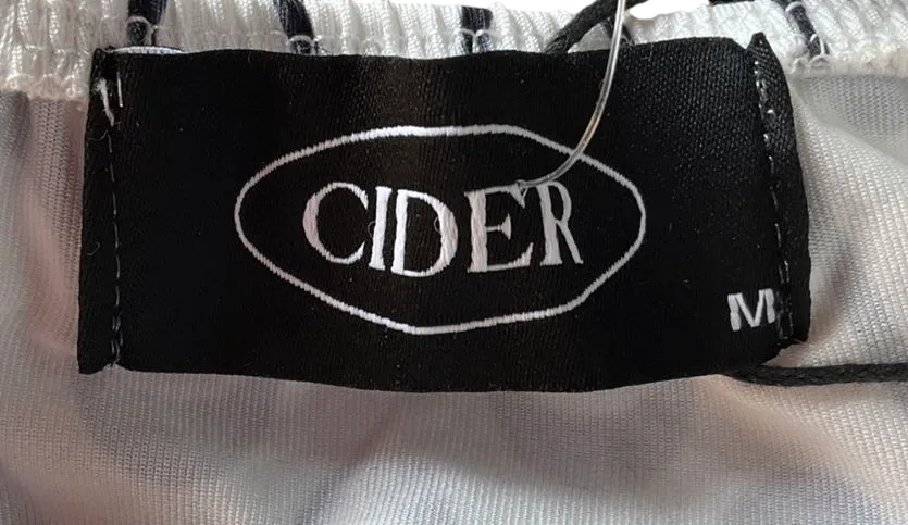 Cider White Wavy Print Mesh Top UK M