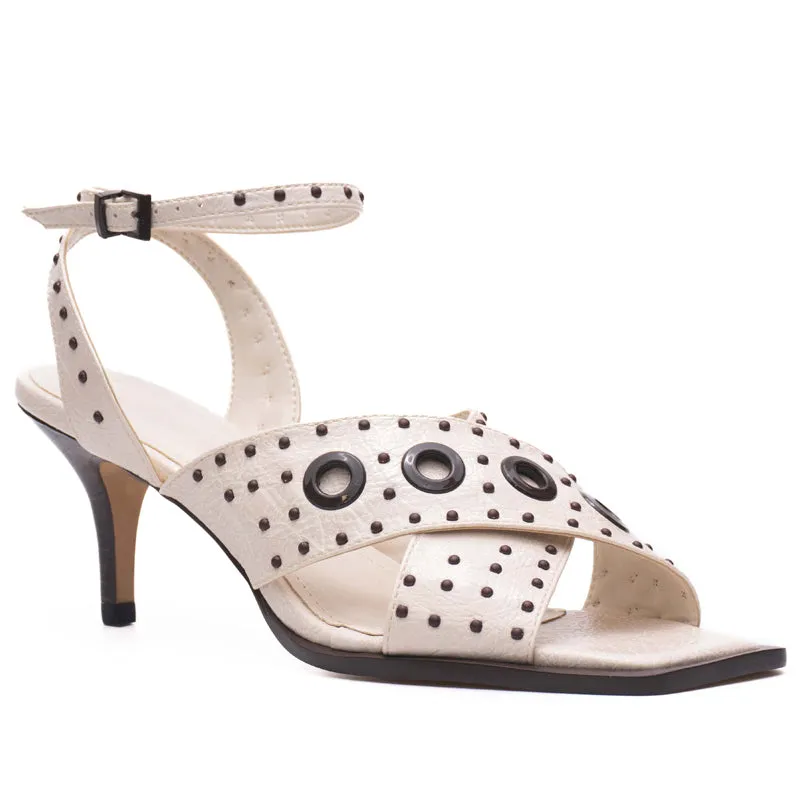 Creme Ankle Strap Heels