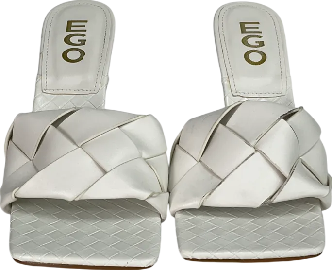 Ego White Square Toe Heel UK 4 EU 37 👠