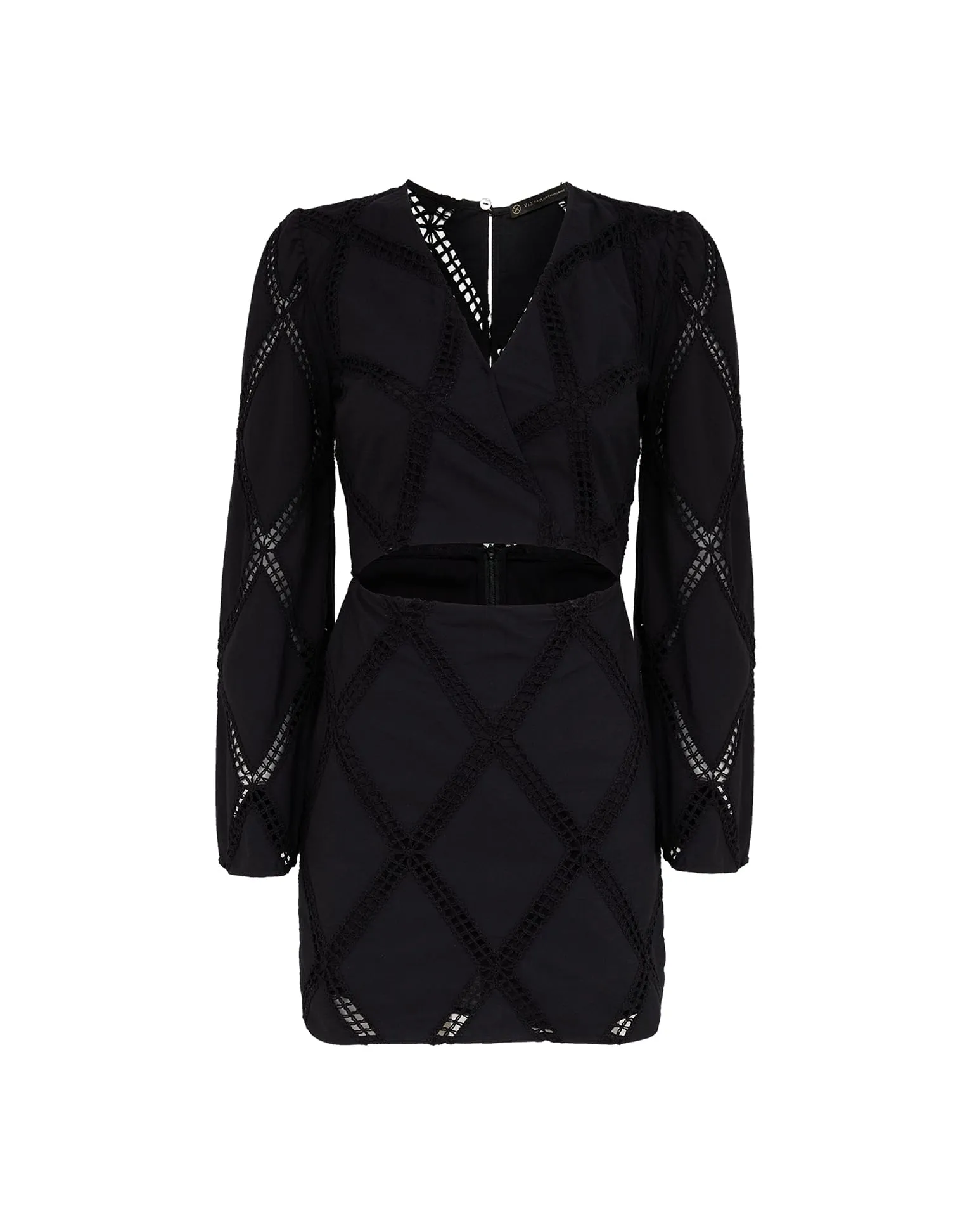 Eyelet Kaira Short Dress - Black