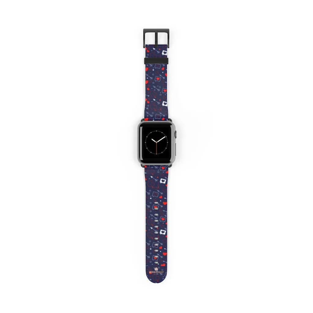 Fun Red Hearts Shaped V Day 38mm/42mm Watch Band For Apple Watch- Made in USA