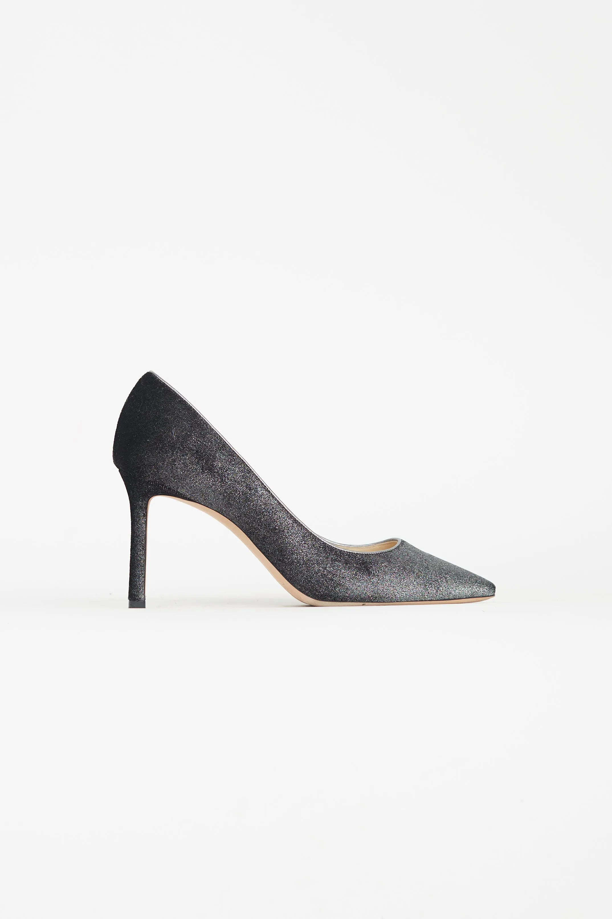 Grey Crushed Velvet Romy 85 Pump