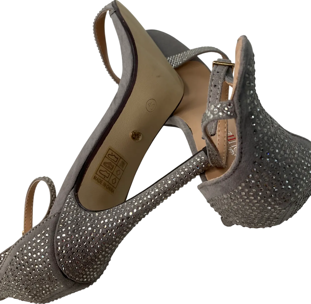 marquiiz Metallic Diamonte Heels UK 7 EU 40 👠
