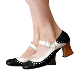 Merendy Skyfall Round toe med chunky heels Mixed Pumps