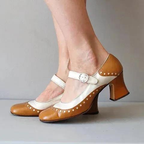 Merendy Skyfall Round toe med chunky heels Mixed Pumps