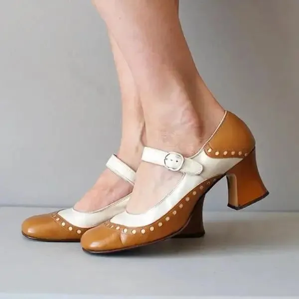 Merendy Skyfall Round toe med chunky heels Mixed Pumps
