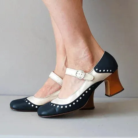 Merendy Skyfall Round toe med chunky heels Mixed Pumps