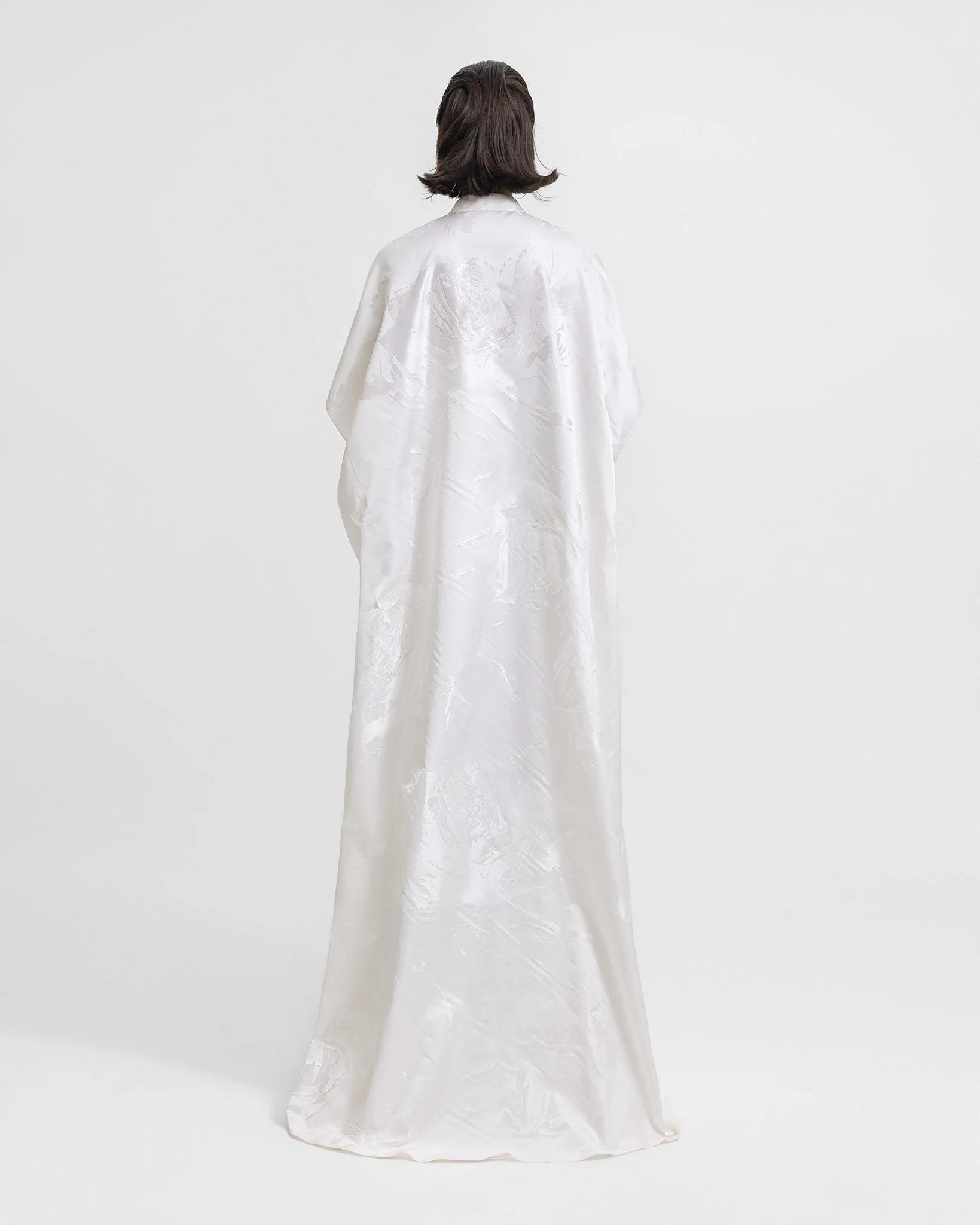 Open Floor-Length Cream Kaftan