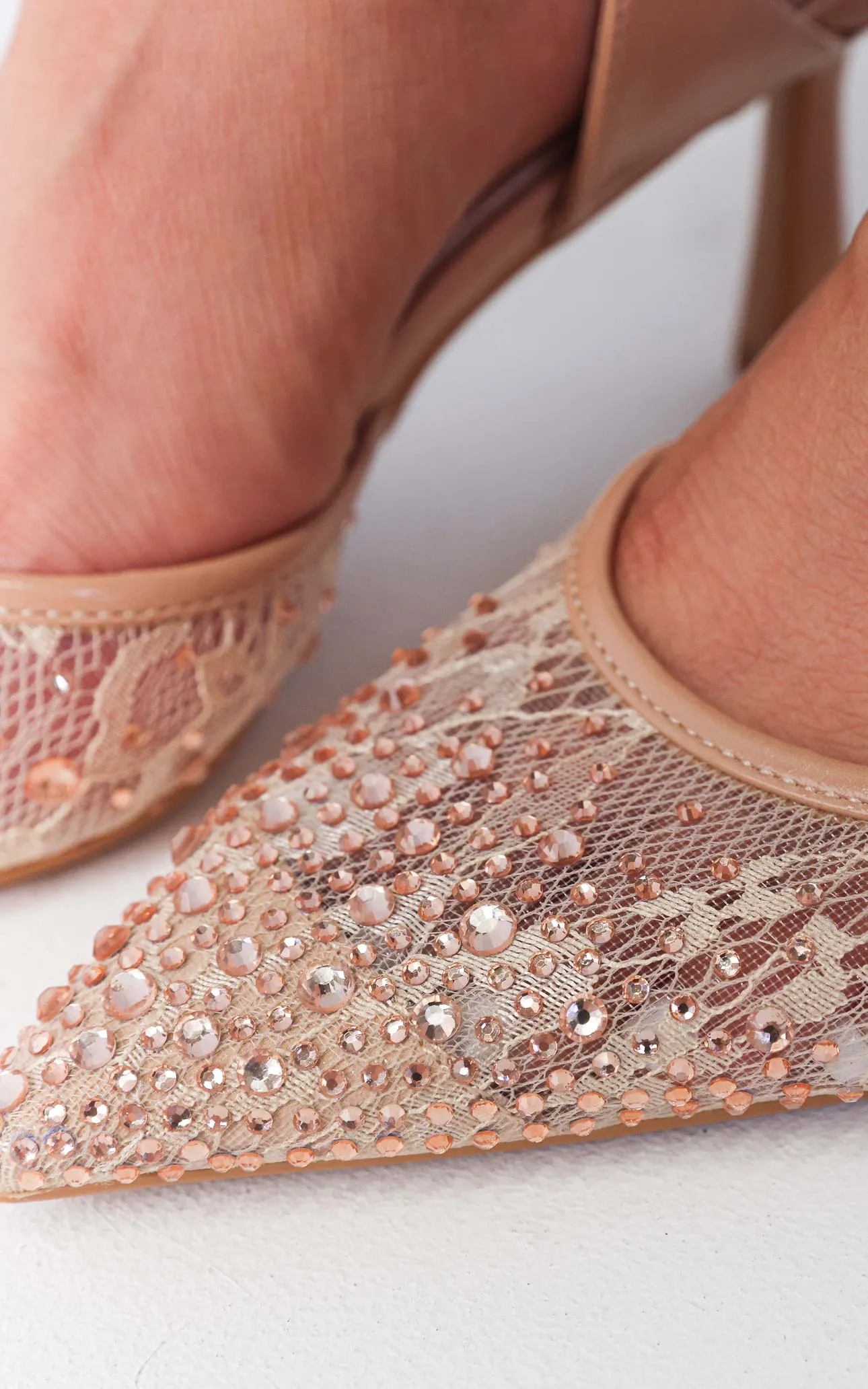(Preorder) Matilda Heels - Nude Rhinestone