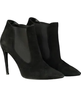 Ralph Lauren Black Suede Pointed Boot Heels UK 8 EU 41 👠