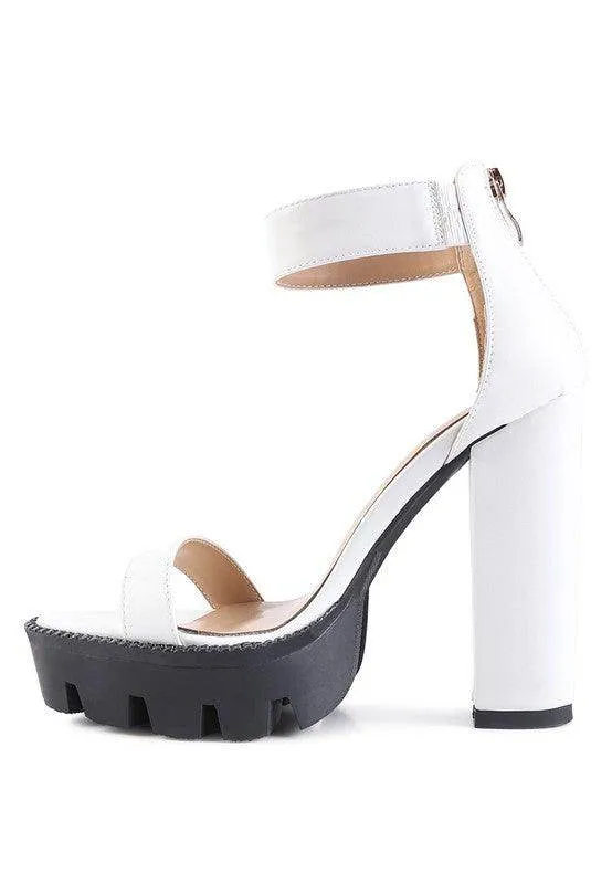 Rattle Snake Print High Heeled Block Sandal