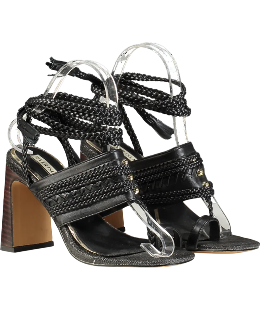 River Island Black Strappy Block Heels UK 3 EU 36 👠