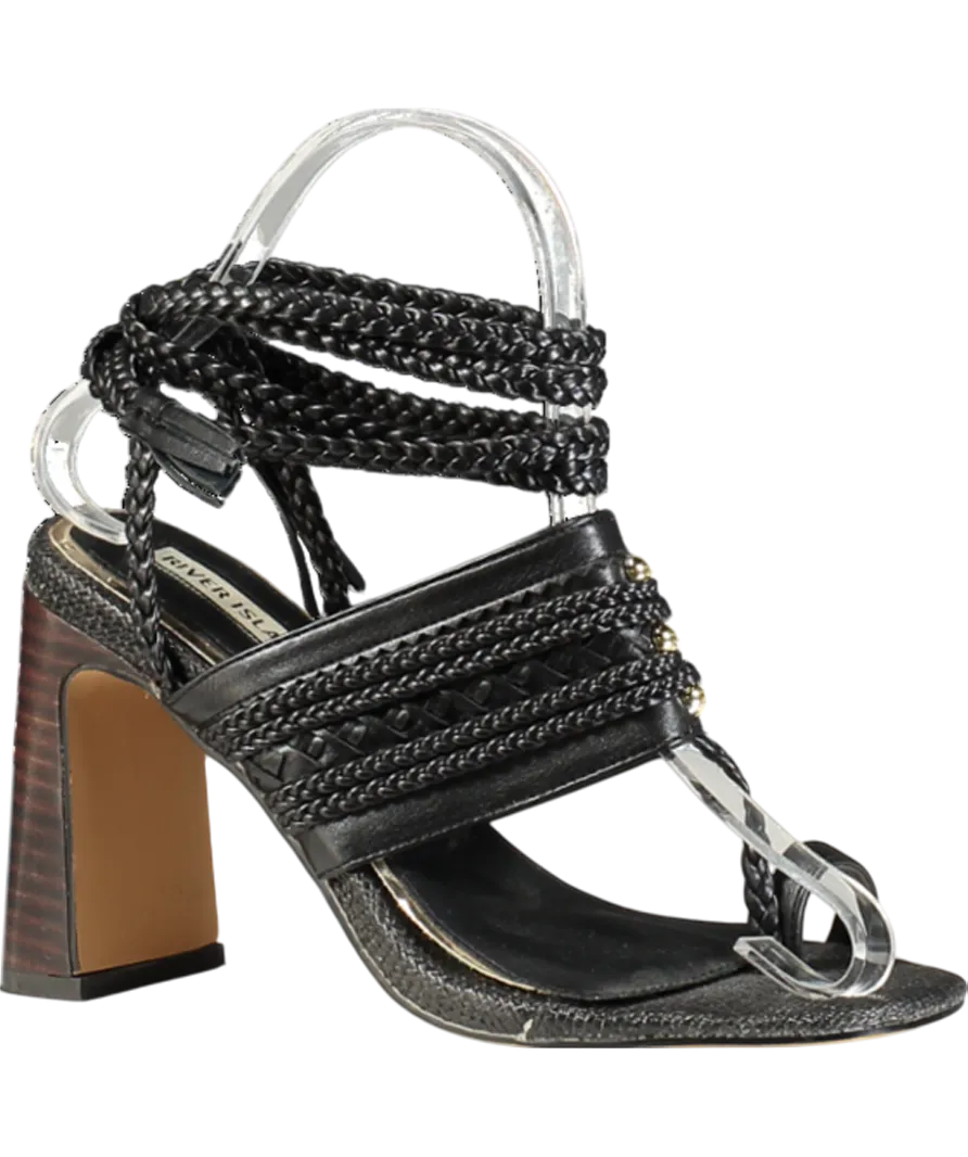 River Island Black Strappy Block Heels UK 3 EU 36 👠