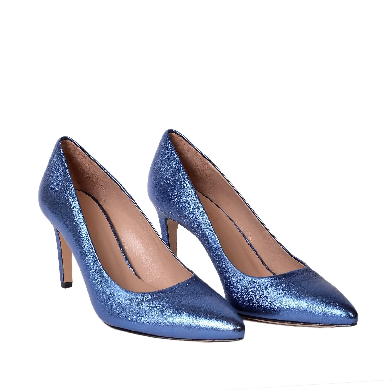 Rosa Blue Metallic Leather Pumps
