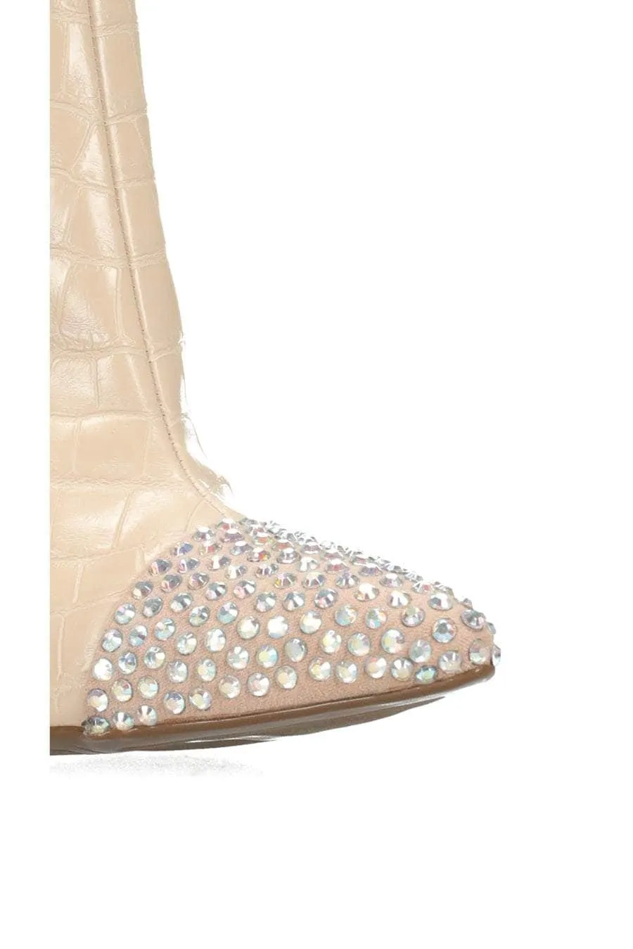 Ruby Boot Nude Croc Diamante