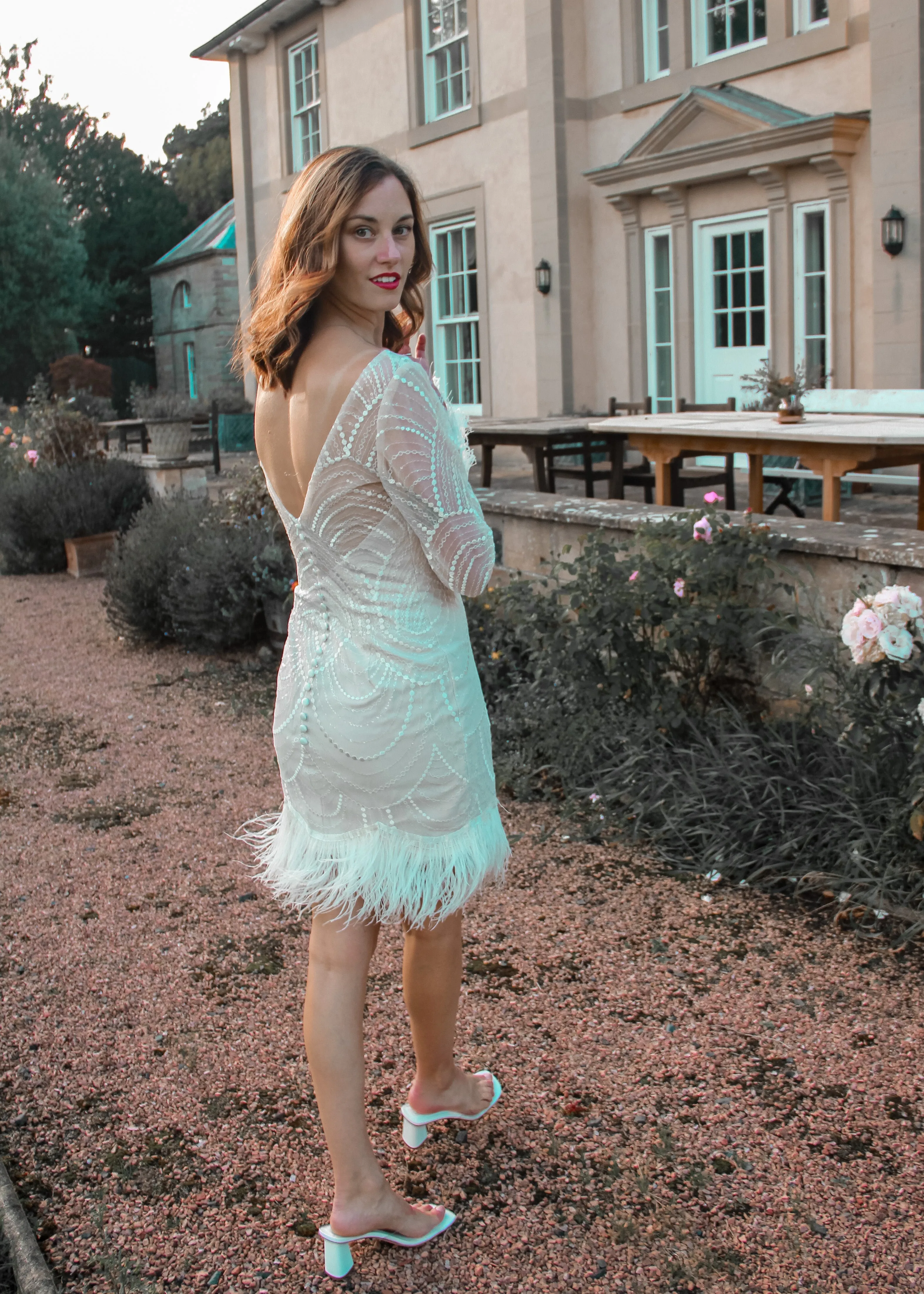 Sample - Rachel Mini Feather Trimmed Dress