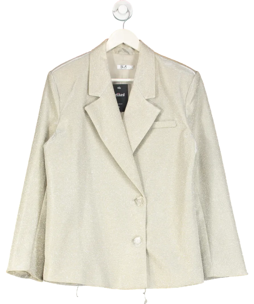 SLA the label Metallic Champagne Glitter Palma Oversize Blazer UK XS