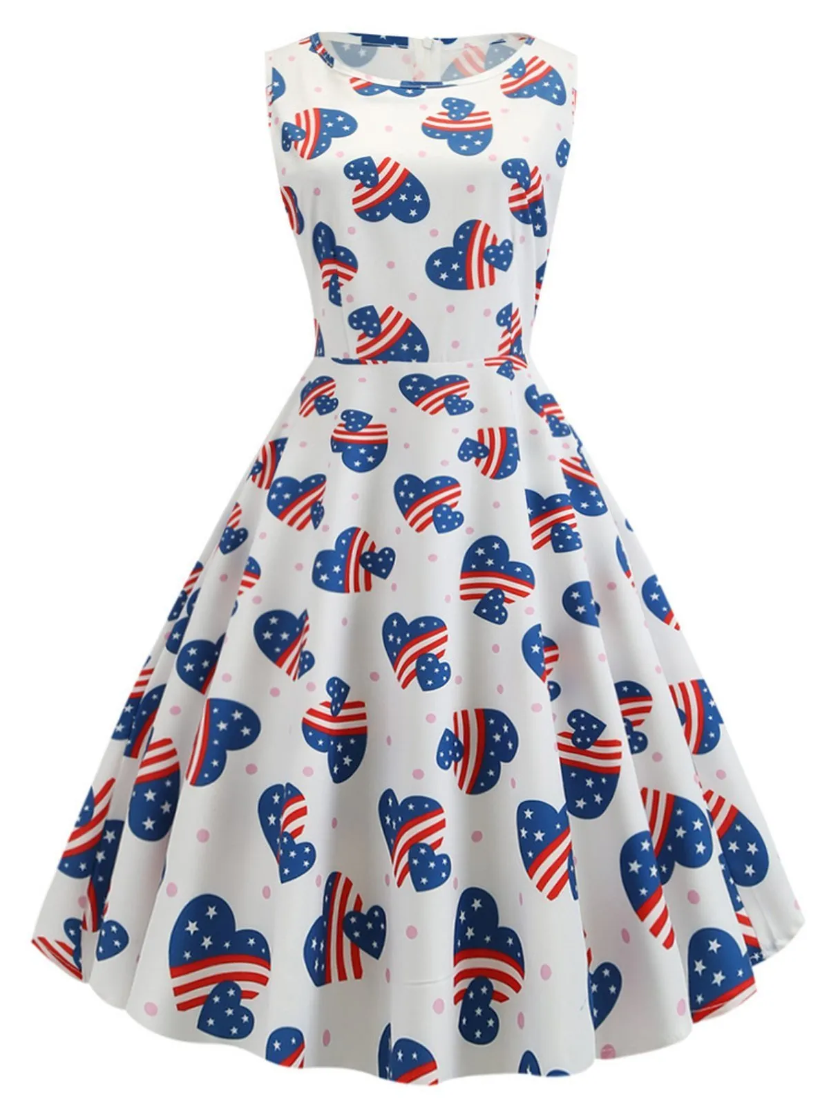 White 1950s American Flag Heart Dress
